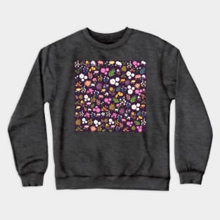 Abstract Leaves & Flowers Pattern In Purple Background Crewneck Sweatshirt